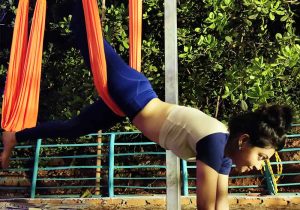 A lady doing Yoga at India Yoga School